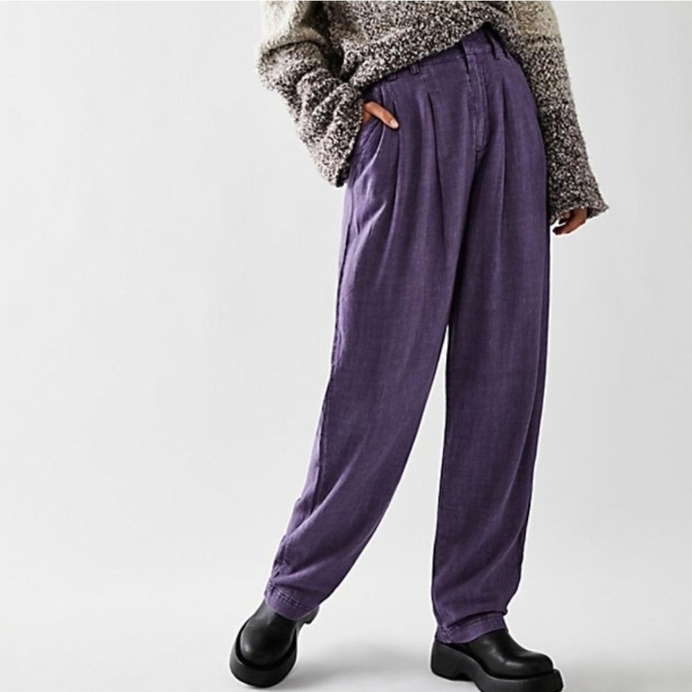 Calla Trousers Pleated Purple Pants